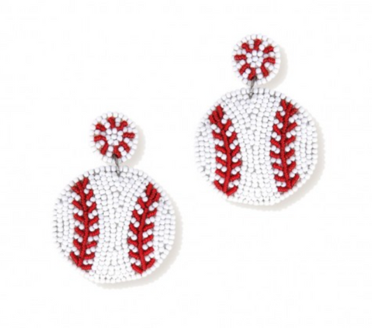 Beaded Baseball Earrings