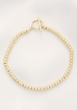 Gold Beaded Toggle Bracelet